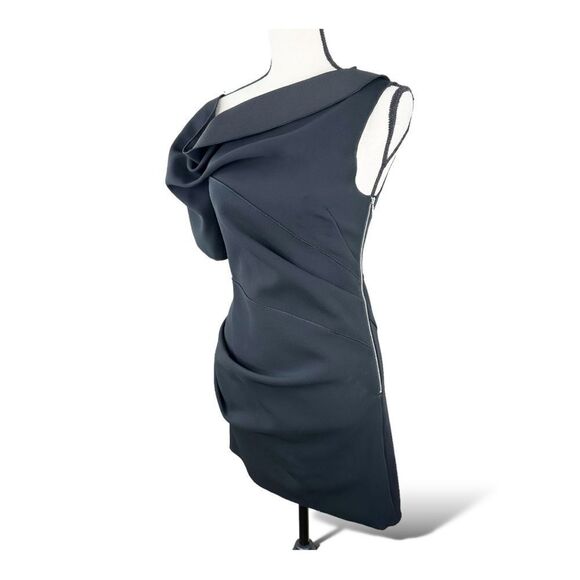 NWT Acler Juniper One-shoulder Crepe Mini Formal Cocktail Dress Black Womens 4 - Picture 3 of 15